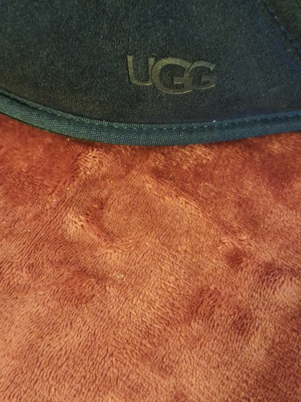 UGG Men's Dark Blue Suede Shearling-Lined Slip-On Mules
